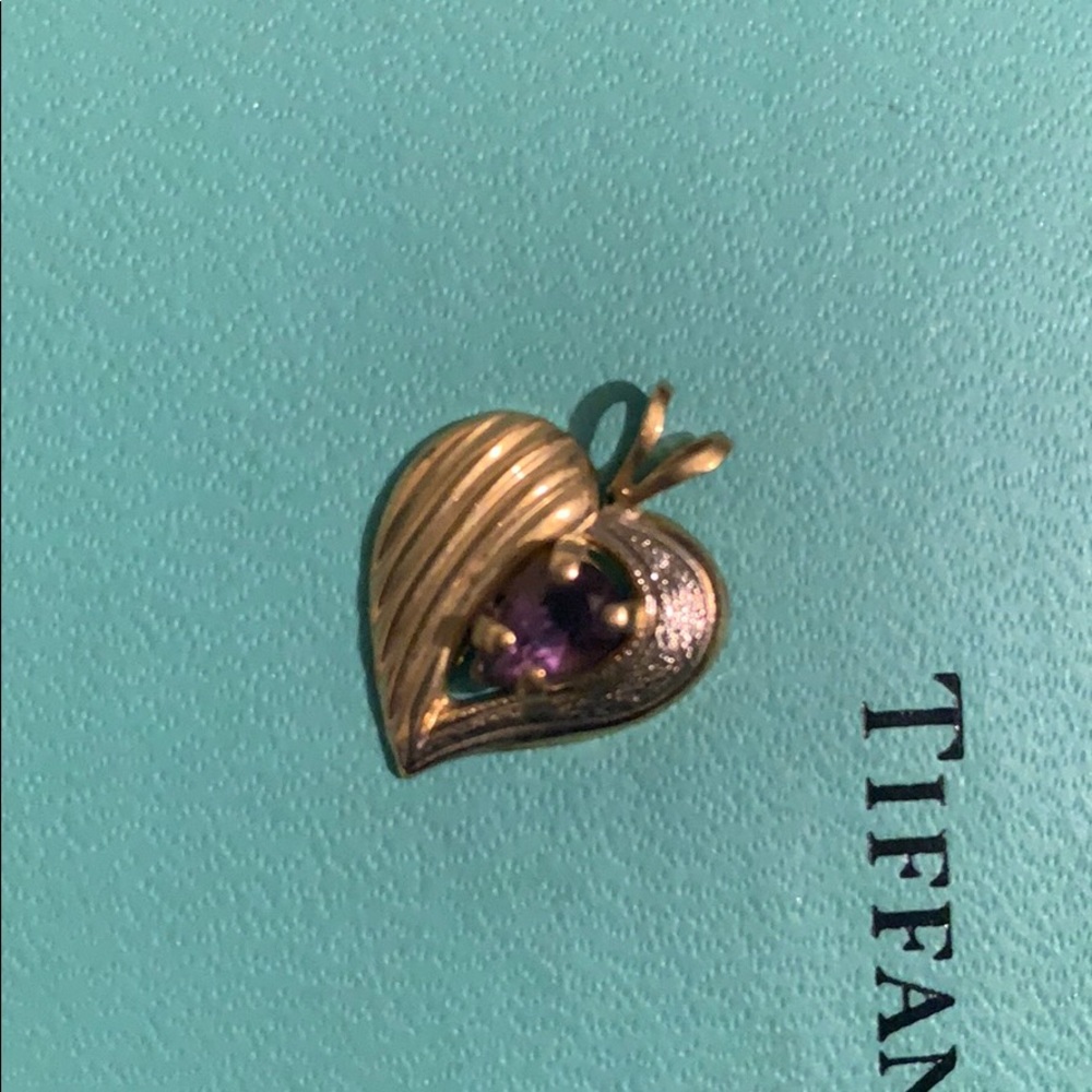 14k yellow gold heart amethyst necklace pendant